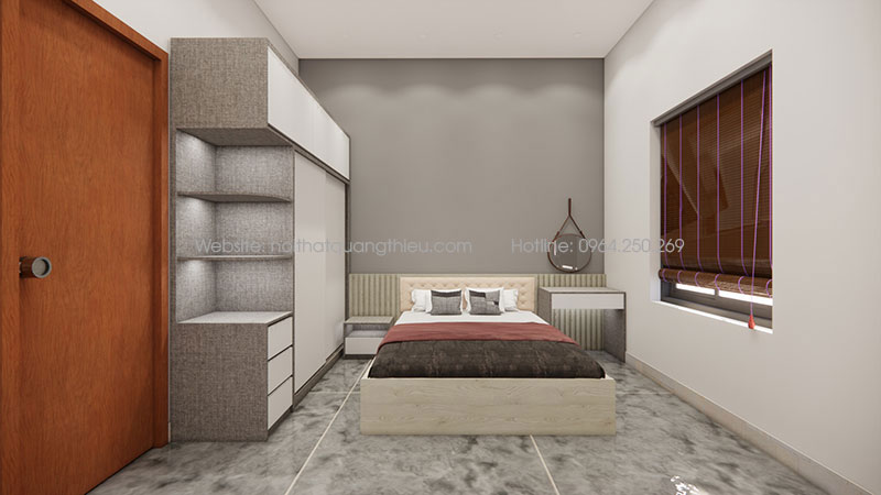 Giường gỗ MDF chống ẩm phủ van gỗ cao cấp QT-10